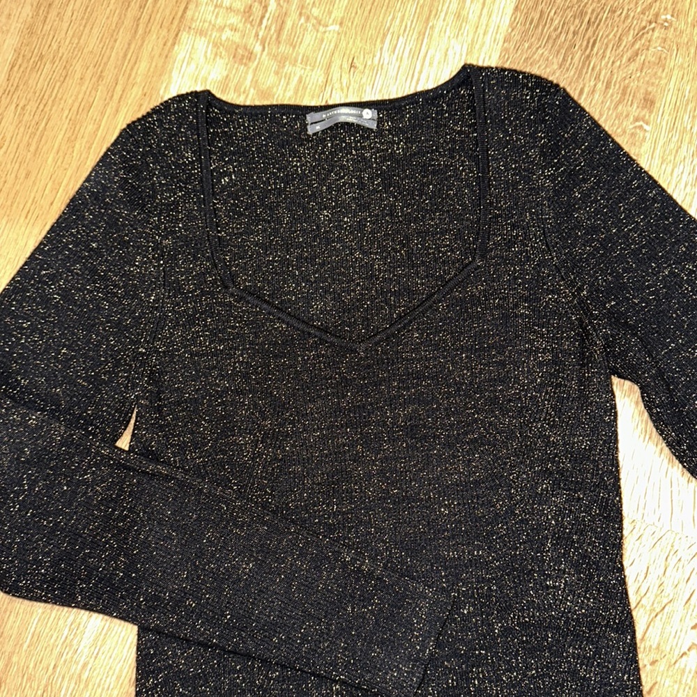 Anthropologie black and gold metallic sweater
